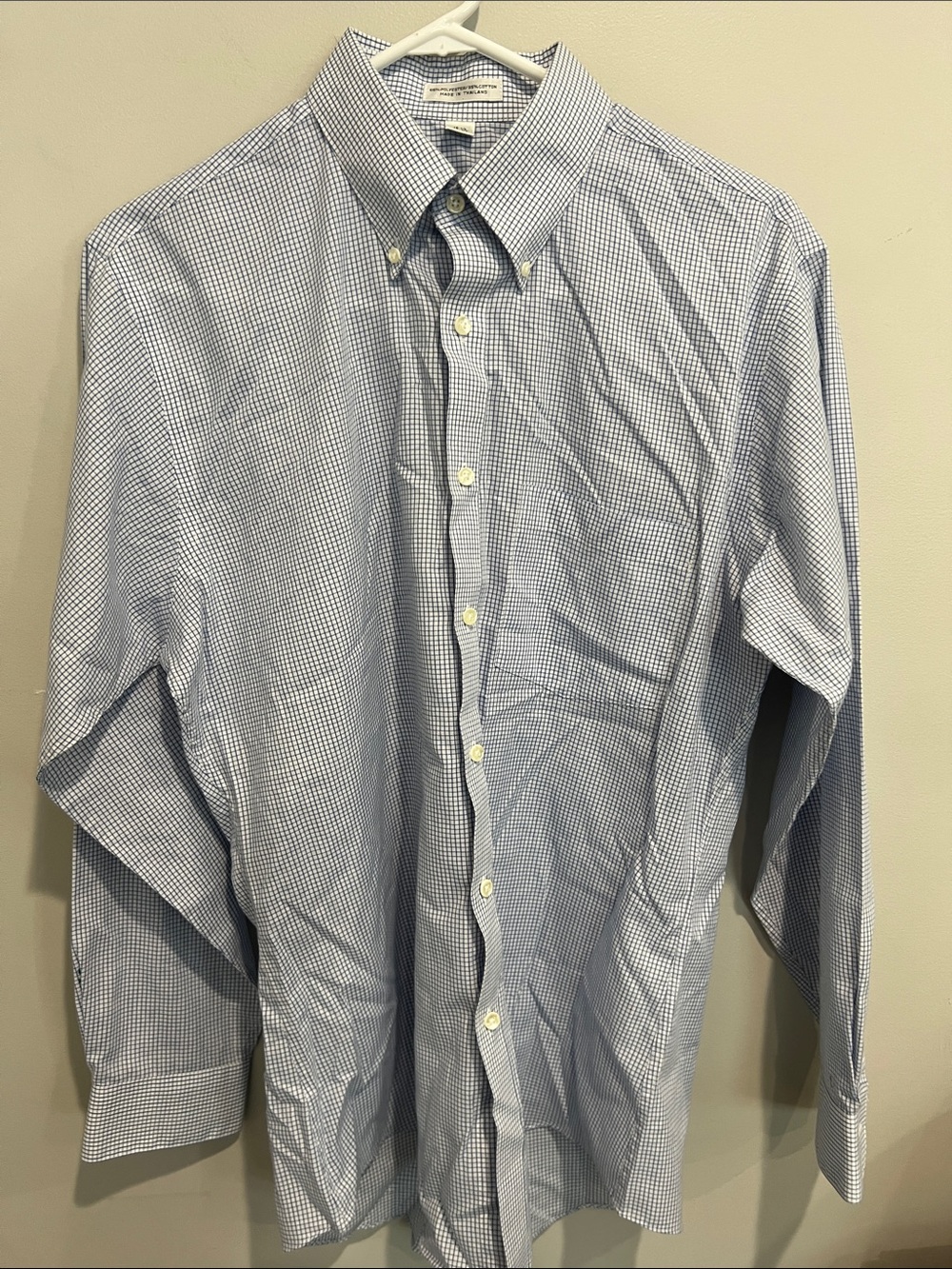 John Henry dress shirt mens 15.5 32/33 blue checkered